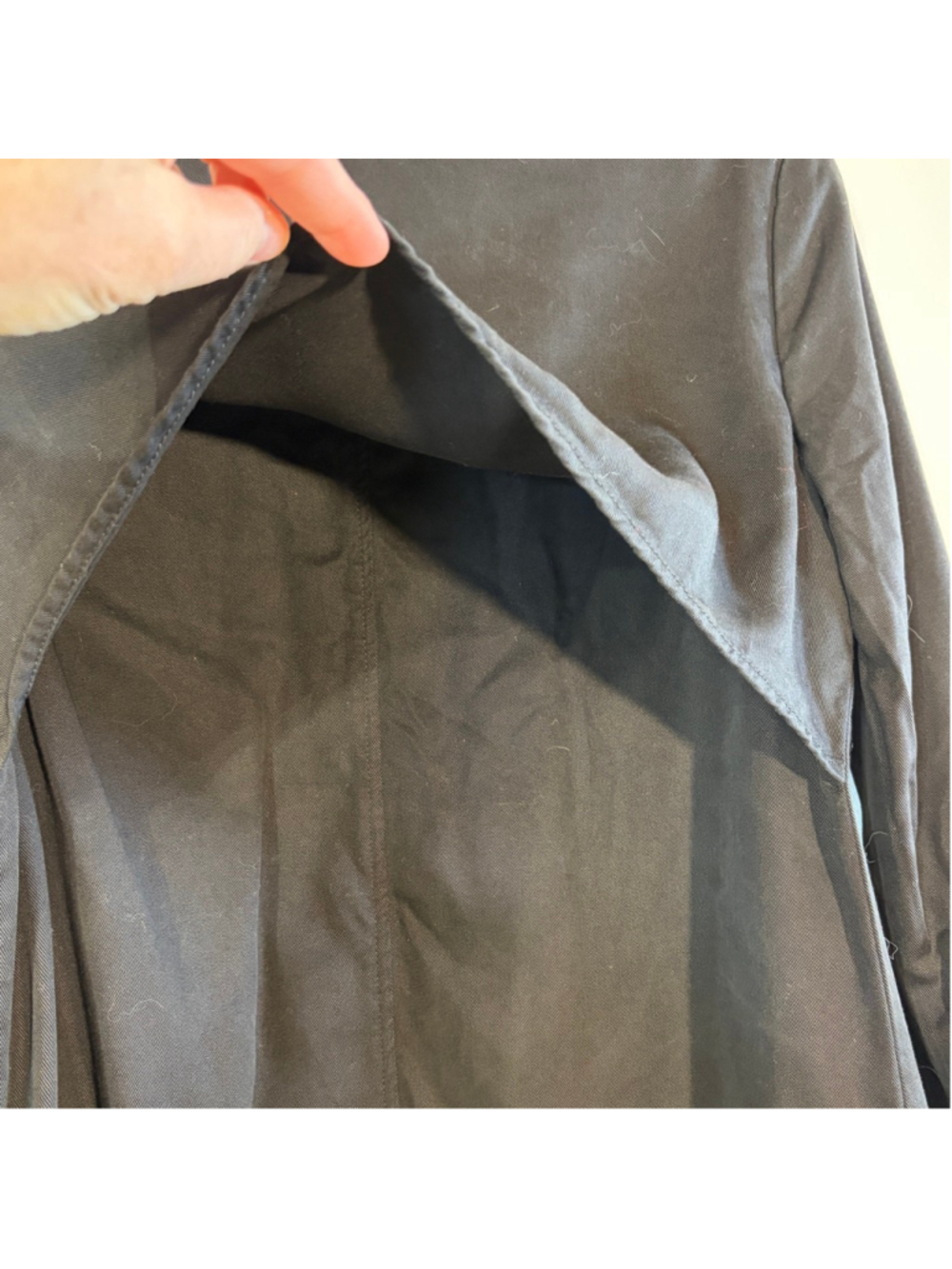 Dress Forum Tencel Trench Coat Jacket Women’s Small Black Open Front Pockets - Picture 6 of 14